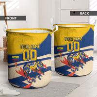 Personalized Ecuador Football Laundry Basket Condor Vintage Grunge National Pride Soccer Mascot