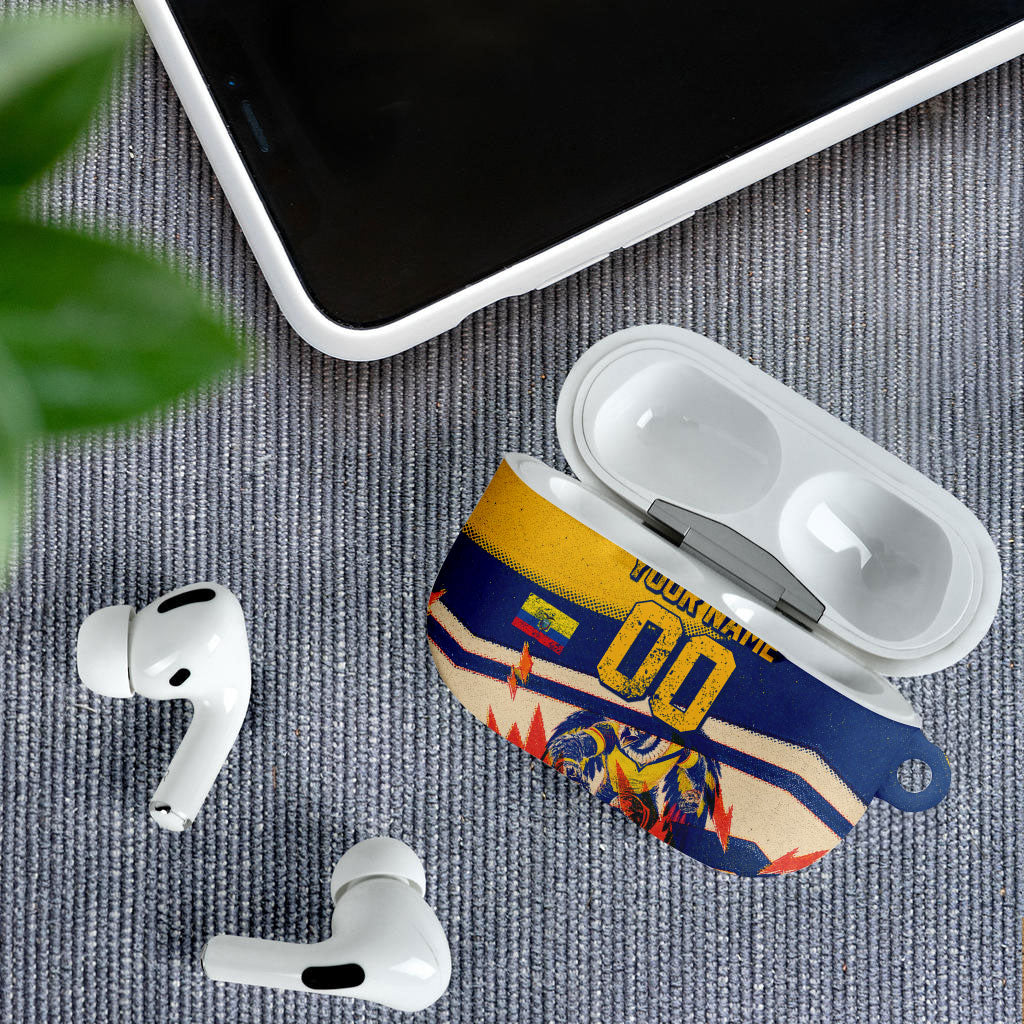 Personalized Ecuador Football AirPods Case Condor Vintage Grunge National Pride Soccer Mascot