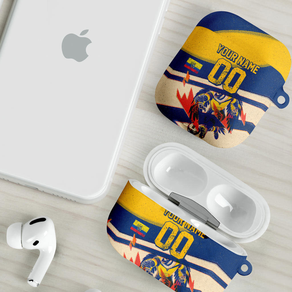 Personalized Ecuador Football AirPods Case Condor Vintage Grunge National Pride Soccer Mascot