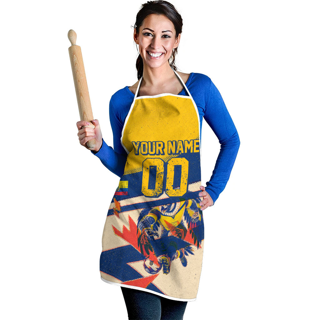 Personalized Ecuador Football Apron Condor Vintage Grunge National Pride Soccer Mascot
