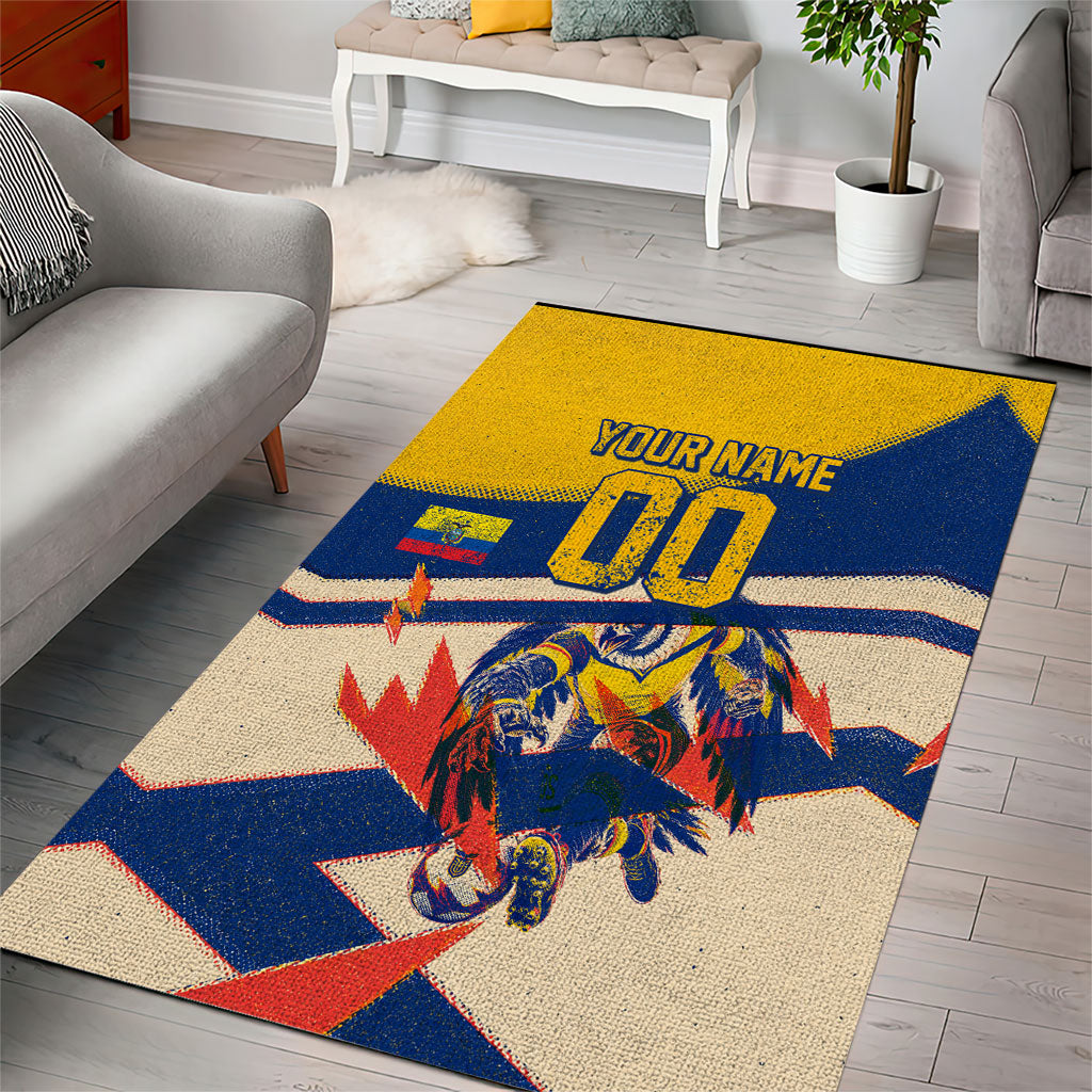 Personalized Ecuador Football Area Rug Condor Vintage Grunge National Pride Soccer Mascot