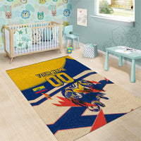 Personalized Ecuador Football Area Rug Condor Vintage Grunge National Pride Soccer Mascot
