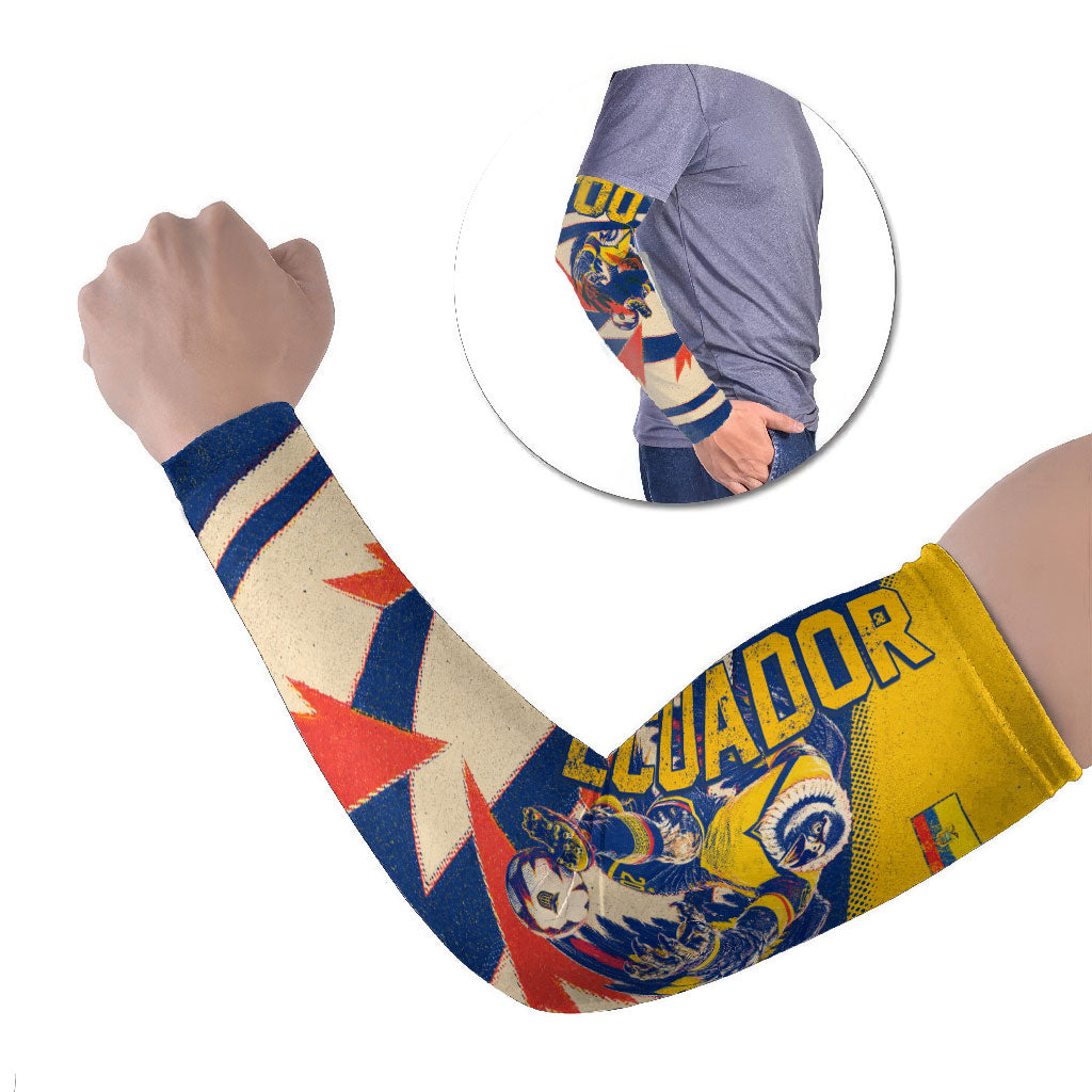 Personalized Ecuador Football Arm Sleeves Condor Vintage Grunge National Pride Soccer Mascot