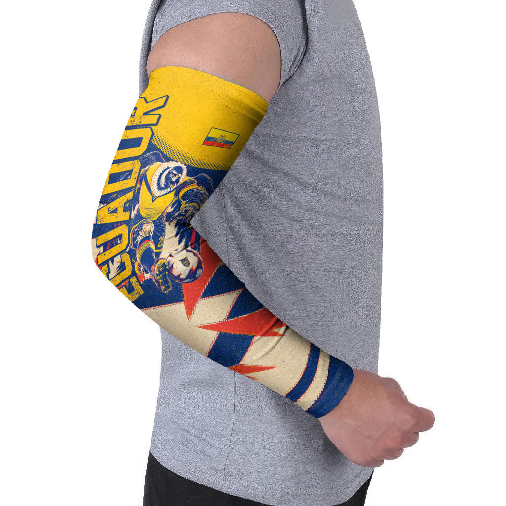 Personalized Ecuador Football Arm Sleeves Condor Vintage Grunge National Pride Soccer Mascot