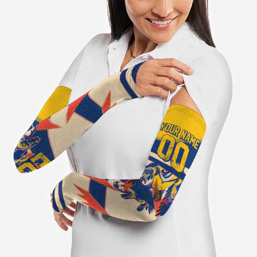 Personalized Ecuador Football Arm Sleeves Condor Vintage Grunge National Pride Soccer Mascot