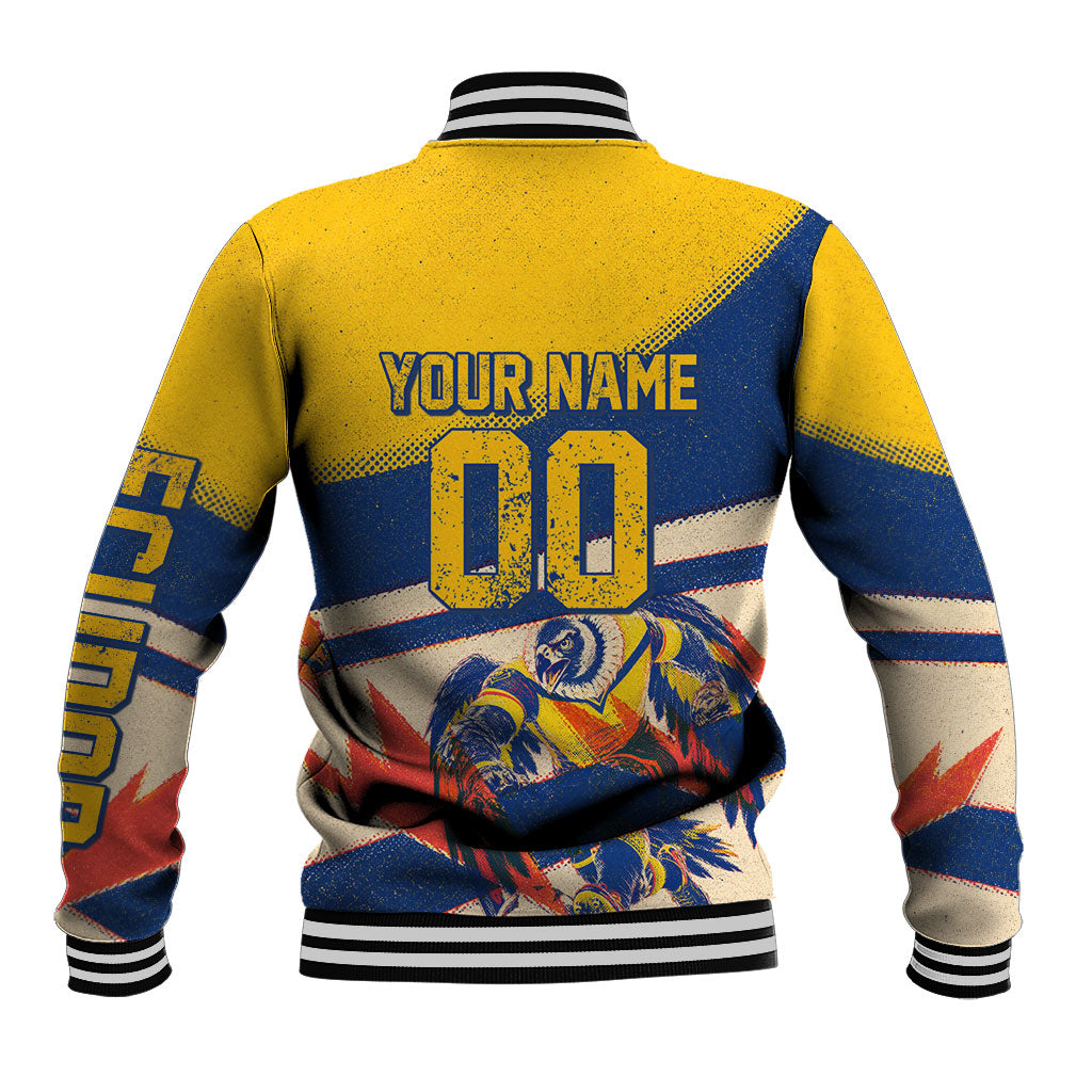 Personalized Ecuador Football Baseball Jacket Condor Vintage Grunge National Pride Soccer Mascot