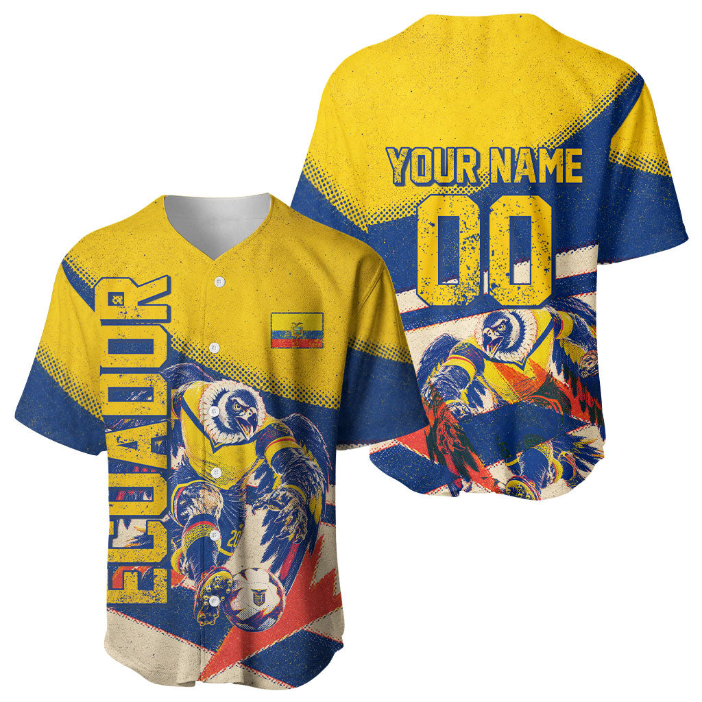 Personalized Ecuador Football Baseball Jersey Condor Vintage Grunge National Pride Soccer Mascot