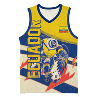 Personalized Ecuador Football Basketball Jersey Condor Vintage Grunge National Pride Soccer Mascot