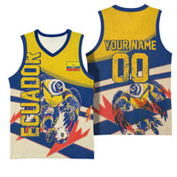 Personalized Ecuador Football Basketball Jersey Condor Vintage Grunge National Pride Soccer Mascot