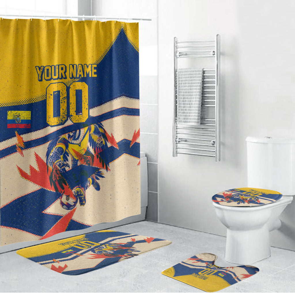 Personalized Ecuador Football Bathroom Set Condor Vintage Grunge National Pride Soccer Mascot