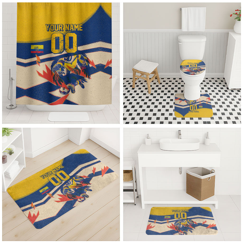 Personalized Ecuador Football Bathroom Set Condor Vintage Grunge National Pride Soccer Mascot