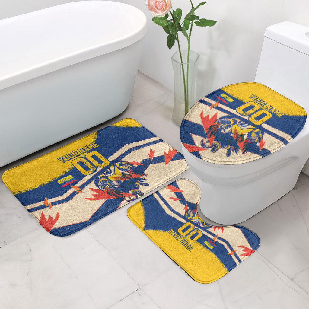 Personalized Ecuador Football Bathroom Set Condor Vintage Grunge National Pride Soccer Mascot