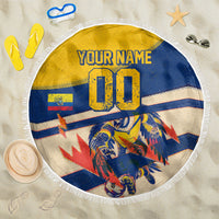 Personalized Ecuador Football Beach Blanket Condor Vintage Grunge National Pride Soccer Mascot