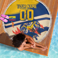 Personalized Ecuador Football Beach Blanket Condor Vintage Grunge National Pride Soccer Mascot