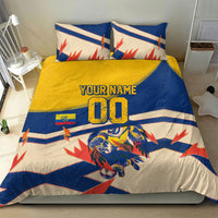 Personalized Ecuador Football Bedding Set Condor Vintage Grunge National Pride Soccer Mascot