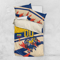 Personalized Ecuador Football Bedding Set Condor Vintage Grunge National Pride Soccer Mascot
