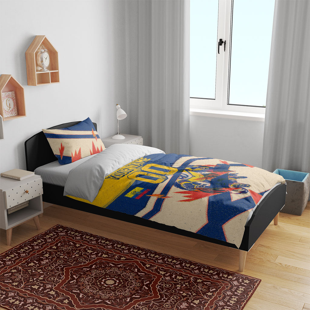 Personalized Ecuador Football Bedding Set Condor Vintage Grunge National Pride Soccer Mascot