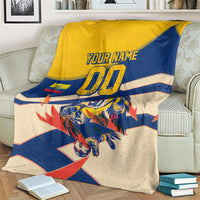 Personalized Ecuador Football Blanket Condor Vintage Grunge National Pride Soccer Mascot