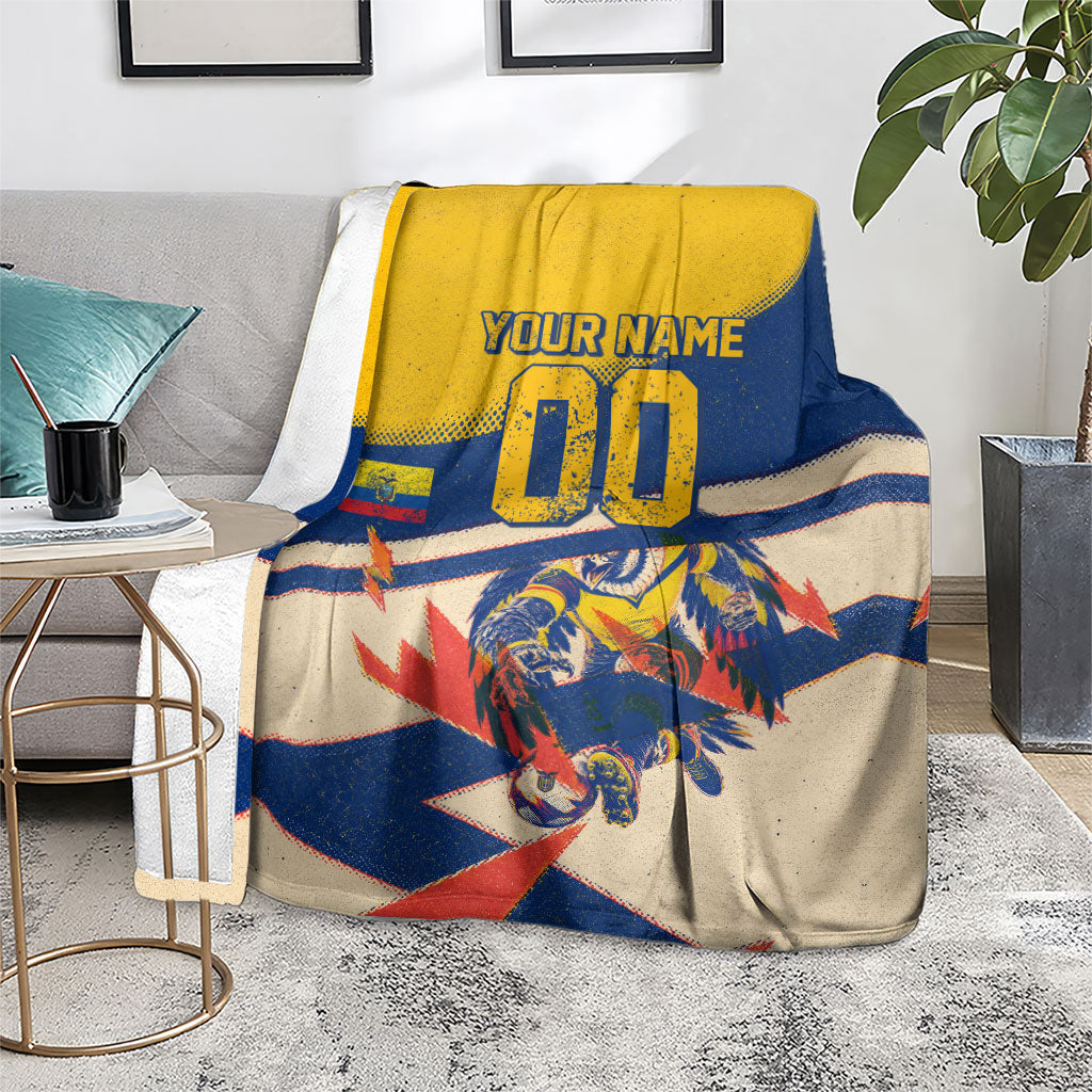 Personalized Ecuador Football Blanket Condor Vintage Grunge National Pride Soccer Mascot