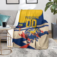 Personalized Ecuador Football Blanket Condor Vintage Grunge National Pride Soccer Mascot
