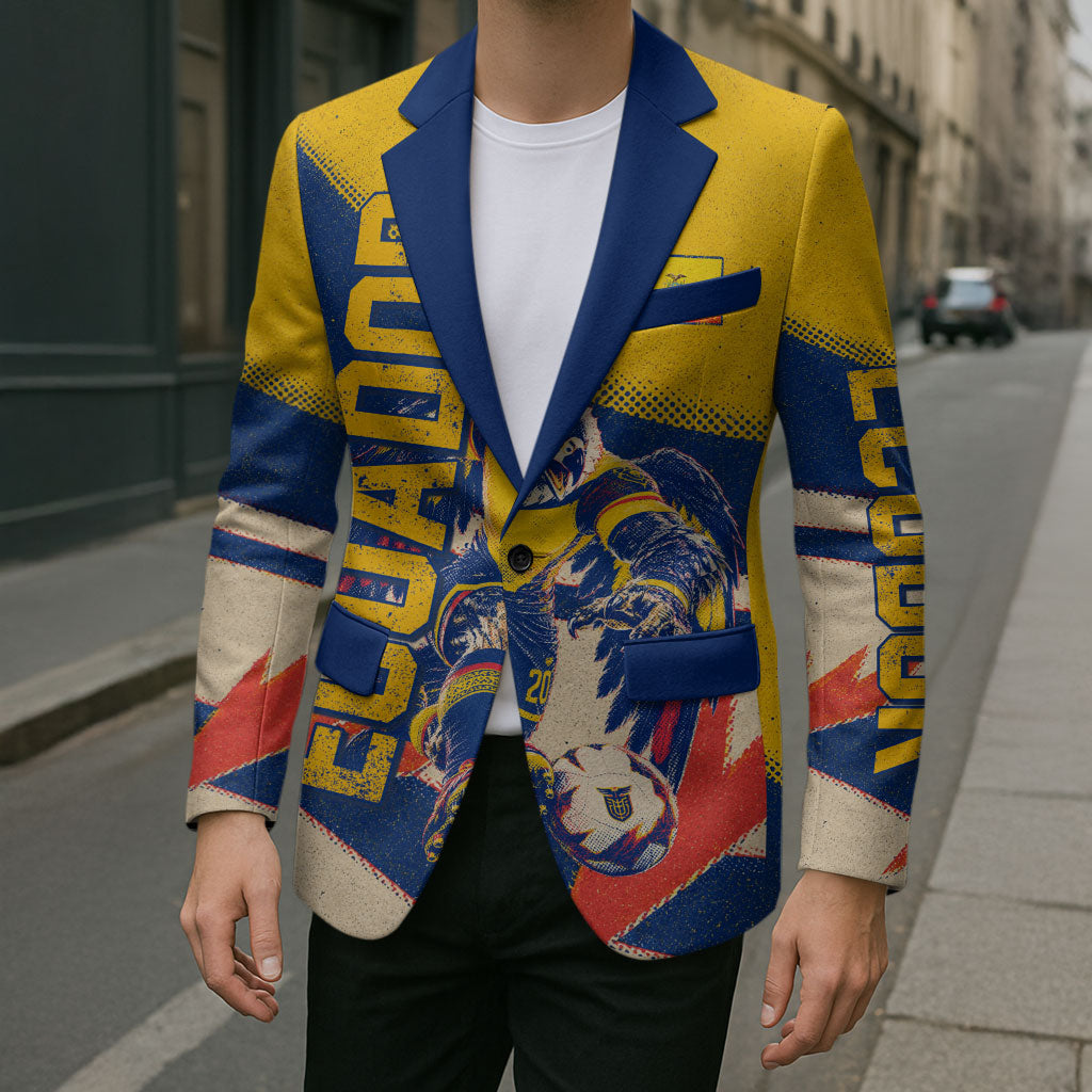 Personalized Ecuador Football Blazer Condor Vintage Grunge National Pride Soccer Mascot