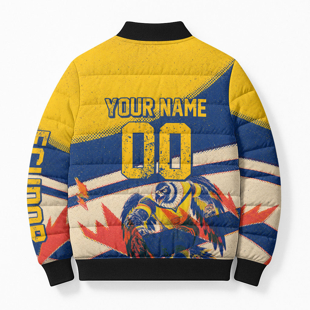 Personalized Ecuador Football Bomber Puffer Jacket Condor Vintage Grunge National Pride Soccer Mascot