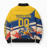 Personalized Ecuador Football Bomber Puffer Jacket Condor Vintage Grunge National Pride Soccer Mascot