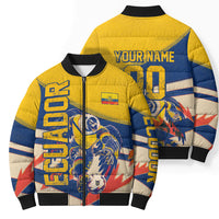 Personalized Ecuador Football Bomber Puffer Jacket Condor Vintage Grunge National Pride Soccer Mascot
