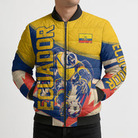 Personalized Ecuador Football Bomber Puffer Jacket Condor Vintage Grunge National Pride Soccer Mascot