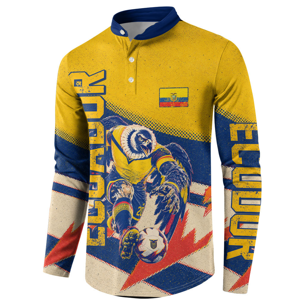 Personalized Ecuador Football Button Sweatshirt Condor Vintage Grunge National Pride Soccer Mascot