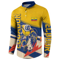 Personalized Ecuador Football Button Sweatshirt Condor Vintage Grunge National Pride Soccer Mascot