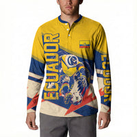 Personalized Ecuador Football Button Sweatshirt Condor Vintage Grunge National Pride Soccer Mascot