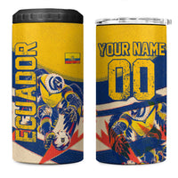 Personalized Ecuador Football 4 in 1 Can Cooler Tumbler Condor Vintage Grunge National Pride Soccer Mascot