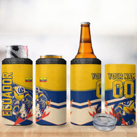 Personalized Ecuador Football 4 in 1 Can Cooler Tumbler Condor Vintage Grunge National Pride Soccer Mascot