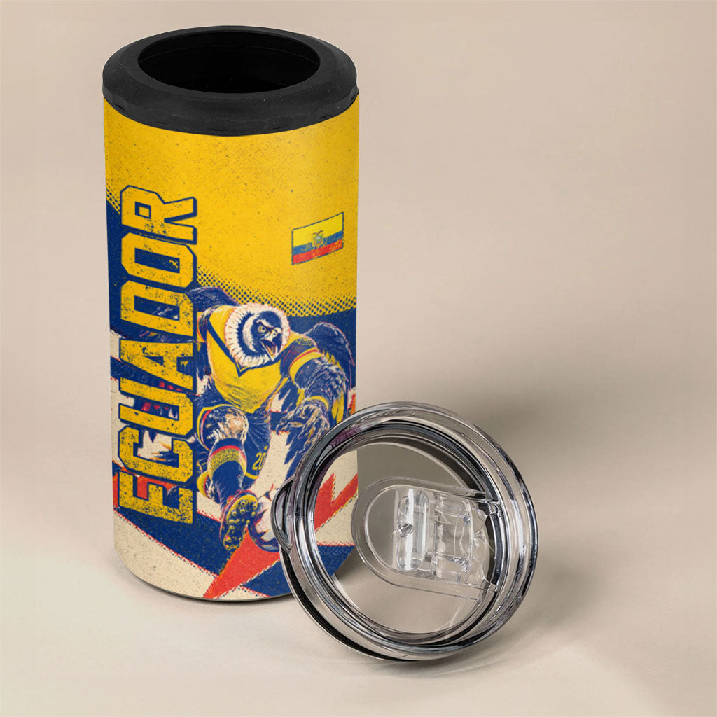 Personalized Ecuador Football 4 in 1 Can Cooler Tumbler Condor Vintage Grunge National Pride Soccer Mascot