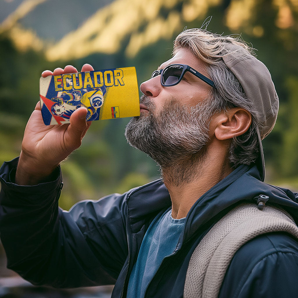 Personalized Ecuador Football 4 in 1 Can Cooler Tumbler Condor Vintage Grunge National Pride Soccer Mascot