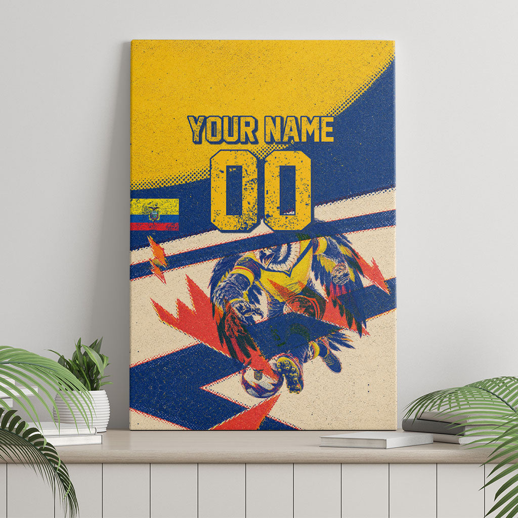 Personalized Ecuador Football Canvas Wall Art Condor Vintage Grunge National Pride Soccer Mascot