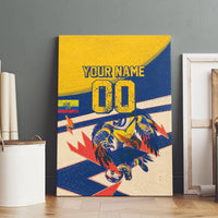 Personalized Ecuador Football Canvas Wall Art Condor Vintage Grunge National Pride Soccer Mascot