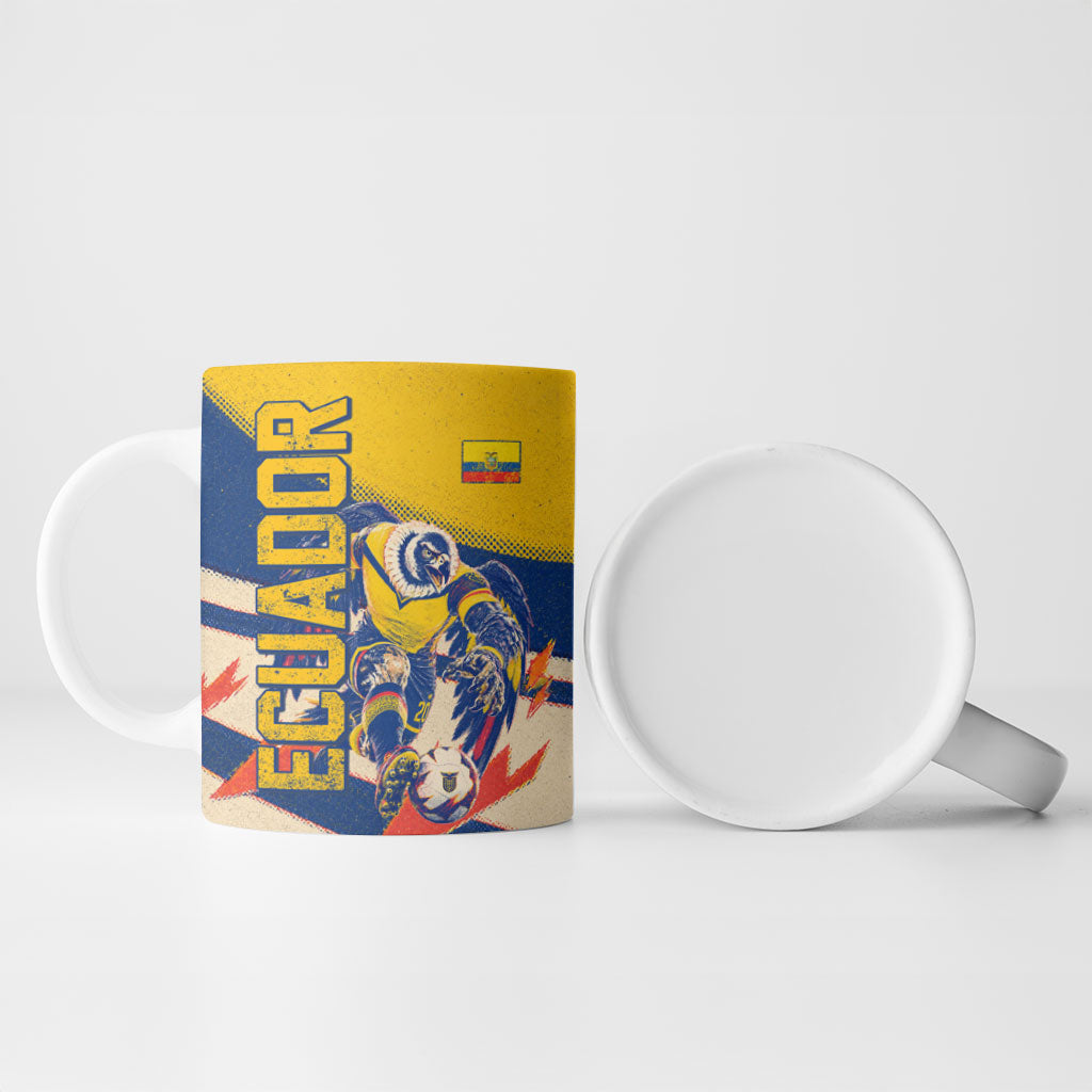Personalized Ecuador Football Ceramic Mug Condor Vintage Grunge National Pride Soccer Mascot