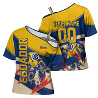 Personalized Ecuador Football Cross Shoulder Shirt Condor Vintage Grunge National Pride Soccer Mascot