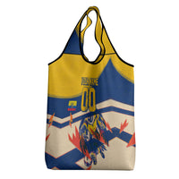 Personalized Ecuador Football Grocery Bag Condor Vintage Grunge National Pride Soccer Mascot
