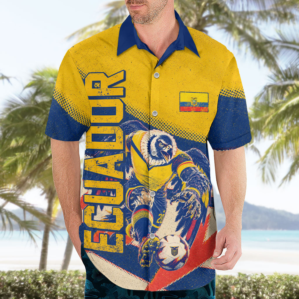 Personalized Ecuador Football Hawaiian Shirt Condor Vintage Grunge National Pride Soccer Mascot