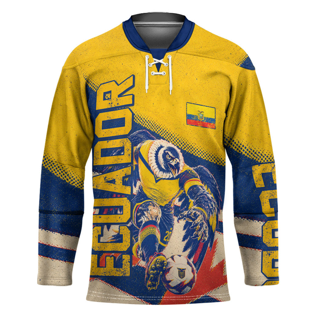 Personalized Ecuador Football Hockey Jersey Condor Vintage Grunge National Pride Soccer Mascot