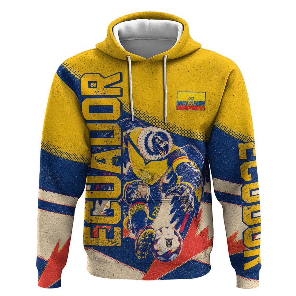 Personalized Ecuador Football Hoodie Condor Vintage Grunge National Pride Soccer Mascot