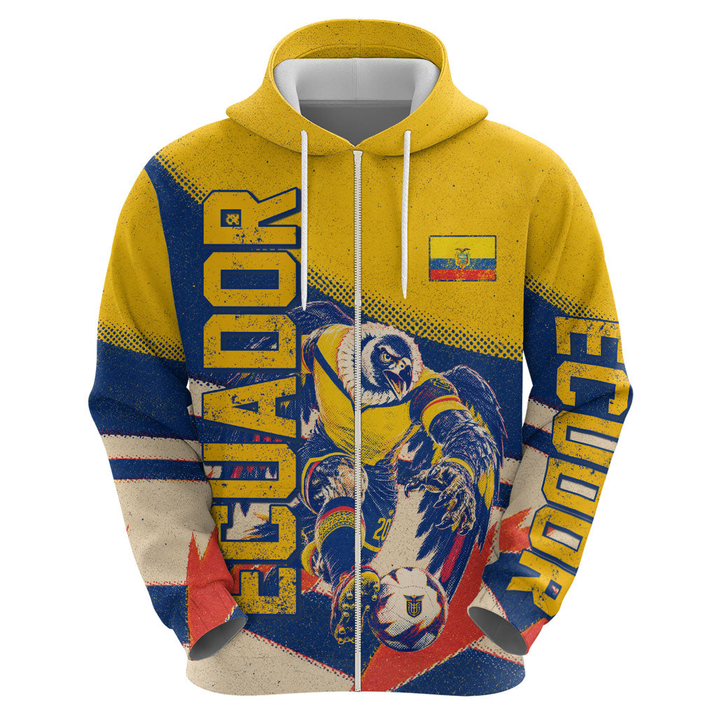 Personalized Ecuador Football Hoodie Condor Vintage Grunge National Pride Soccer Mascot