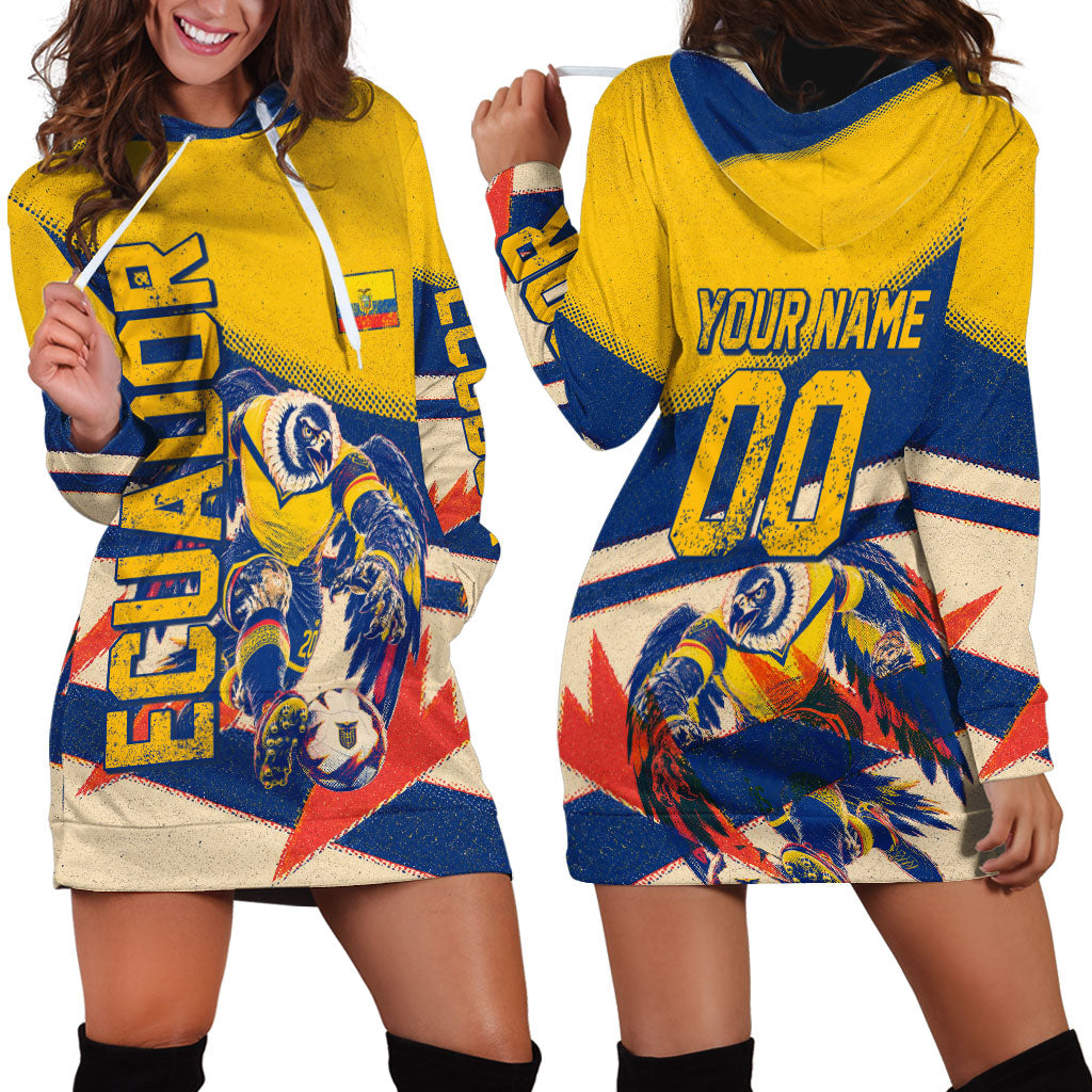 Personalized Ecuador Football Hoodie Dress Condor Vintage Grunge National Pride Soccer Mascot