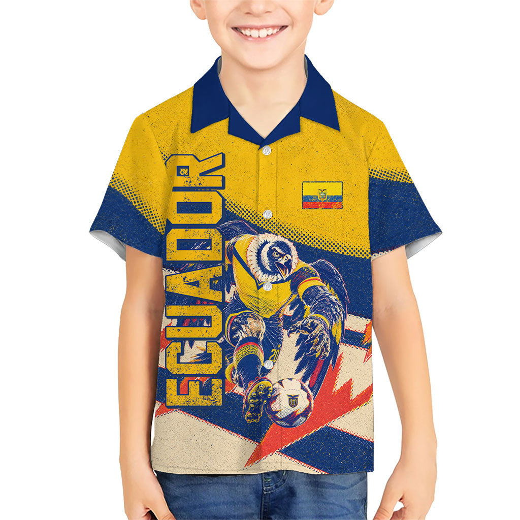 Personalized Ecuador Football Kid Hawaiian Shirt Condor Vintage Grunge National Pride Soccer Mascot