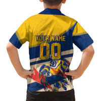 Personalized Ecuador Football Kid Hawaiian Shirt Condor Vintage Grunge National Pride Soccer Mascot