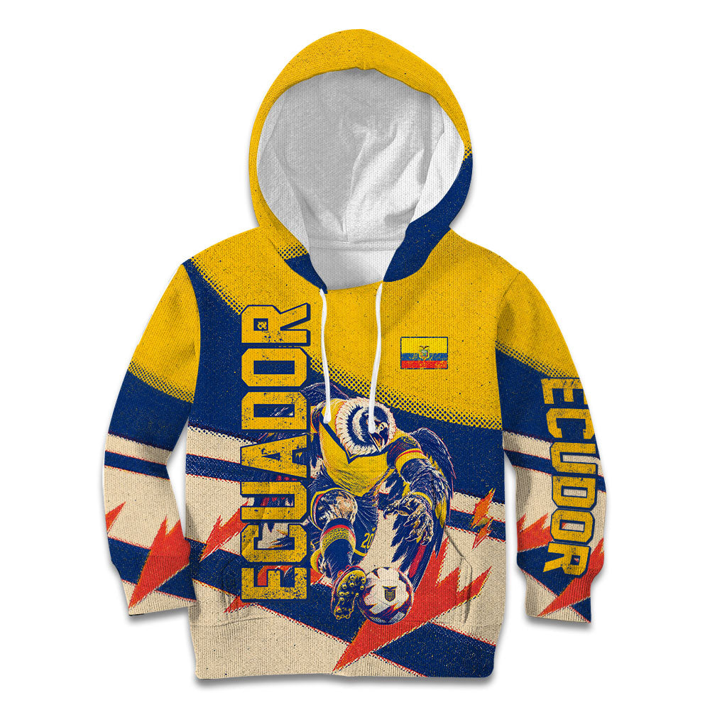 Personalized Ecuador Football Kid Hoodie Condor Vintage Grunge National Pride Soccer Mascot