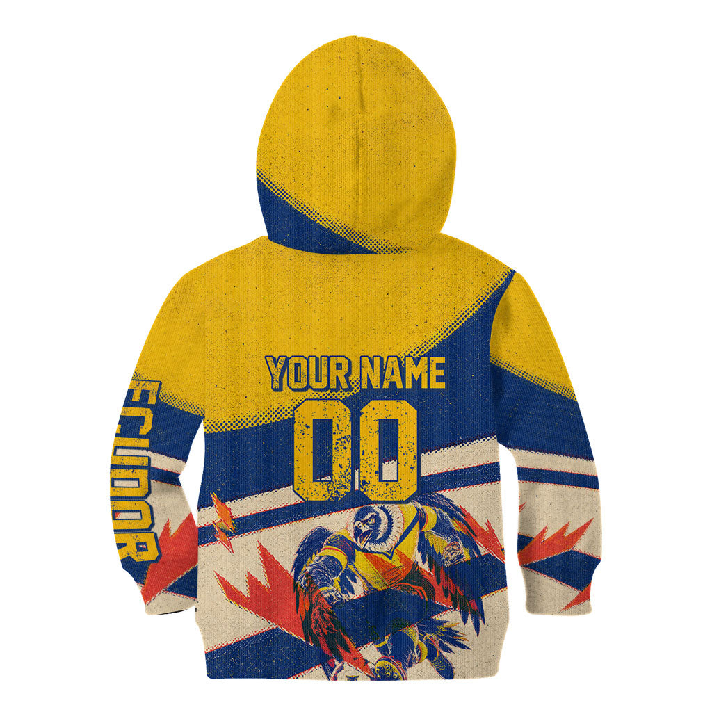 Personalized Ecuador Football Kid Hoodie Condor Vintage Grunge National Pride Soccer Mascot